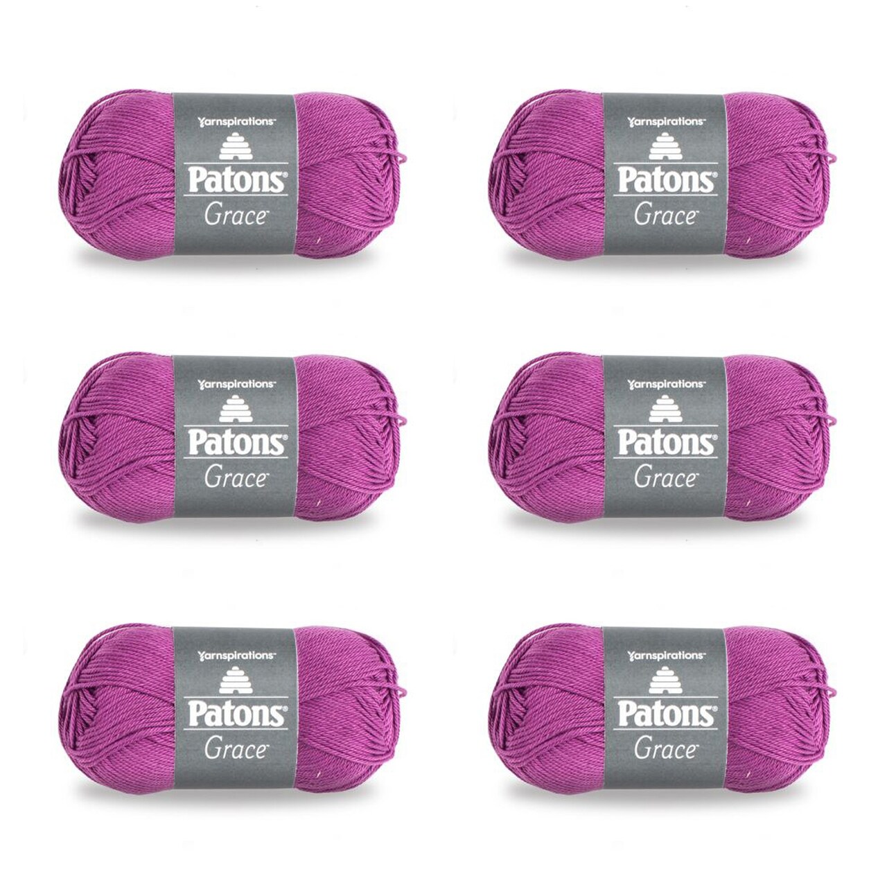 Patons Grace Orchid Yarn - 6 Pack of 1.75oz/50g - Cotton - 3 DK - 136 Yards - Knitting/Crochet